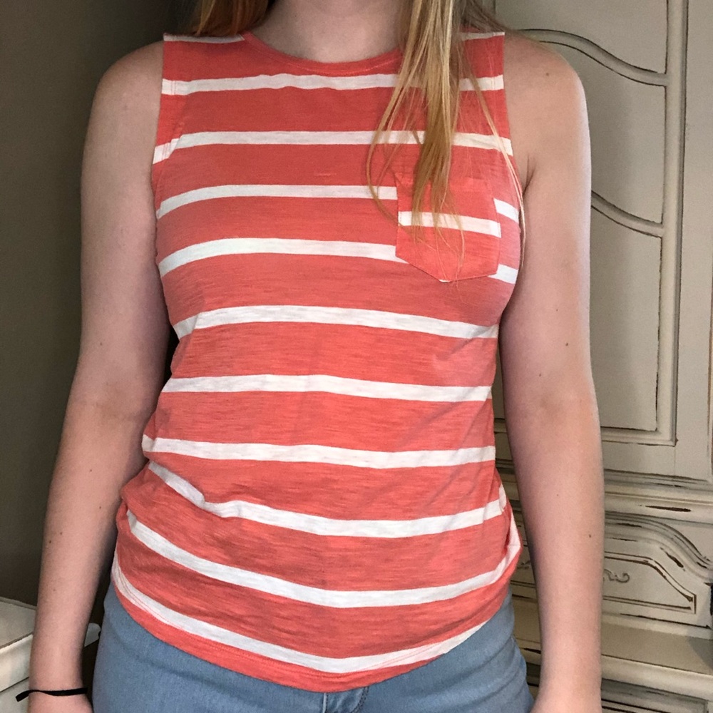 💐Horizontal Stripe Tank Top with Pocket - Picture 2 of 5